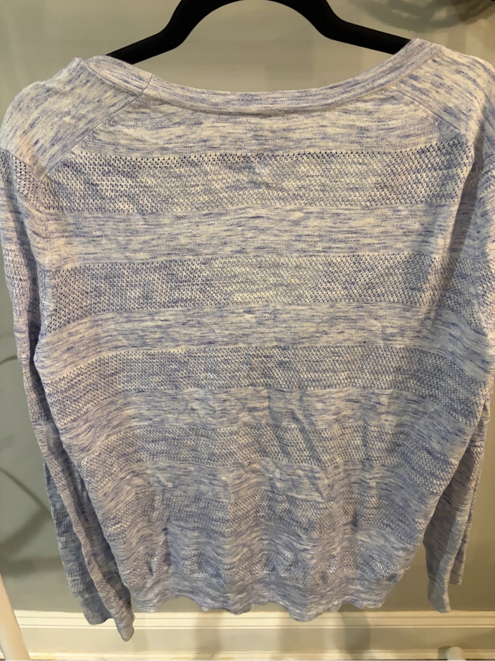 GAP Light Blue Marled eyelet perforated V-Neck Cardigan size large - Picture 3 of 7